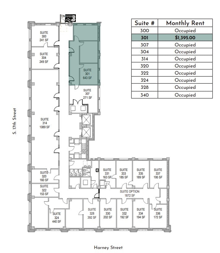 319 S 17th St, Omaha, NE to rent Floor Plan- Image 1 of 1