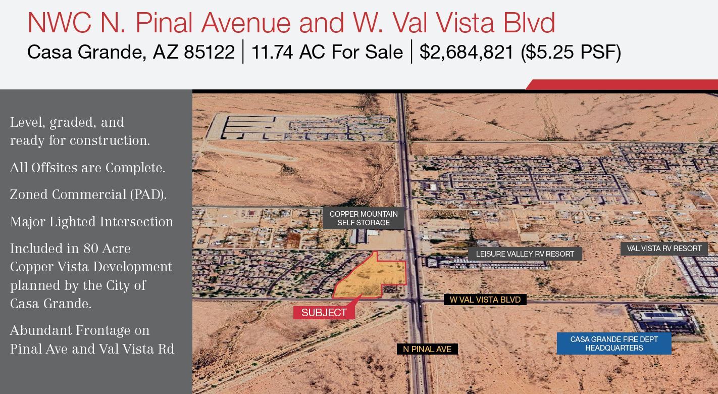 Pinal Ave & Val Vista Blvd, Casa Grande, AZ for sale Aerial- Image 1 of 1