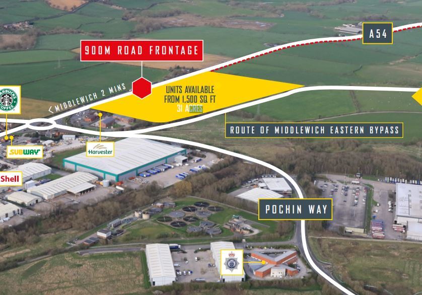 Holmes Chapel Rd, Middlewich for sale Aerial- Image 1 of 1