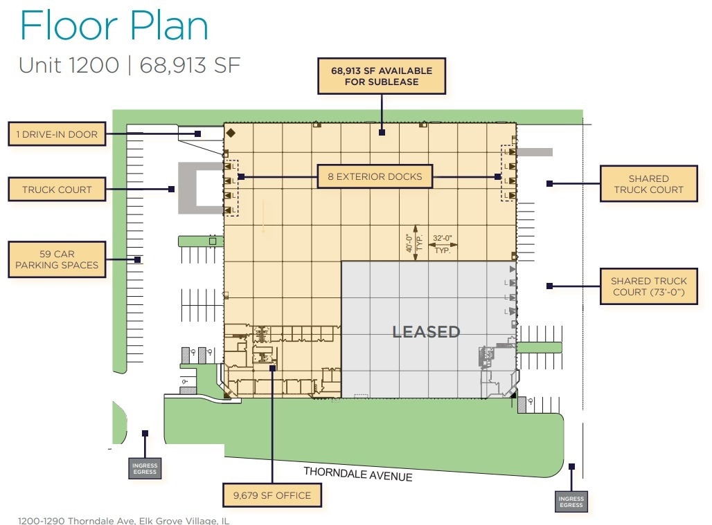1200-1290 Thorndale Ave, Elk Grove Village, IL to rent Floor Plan- Image 1 of 1