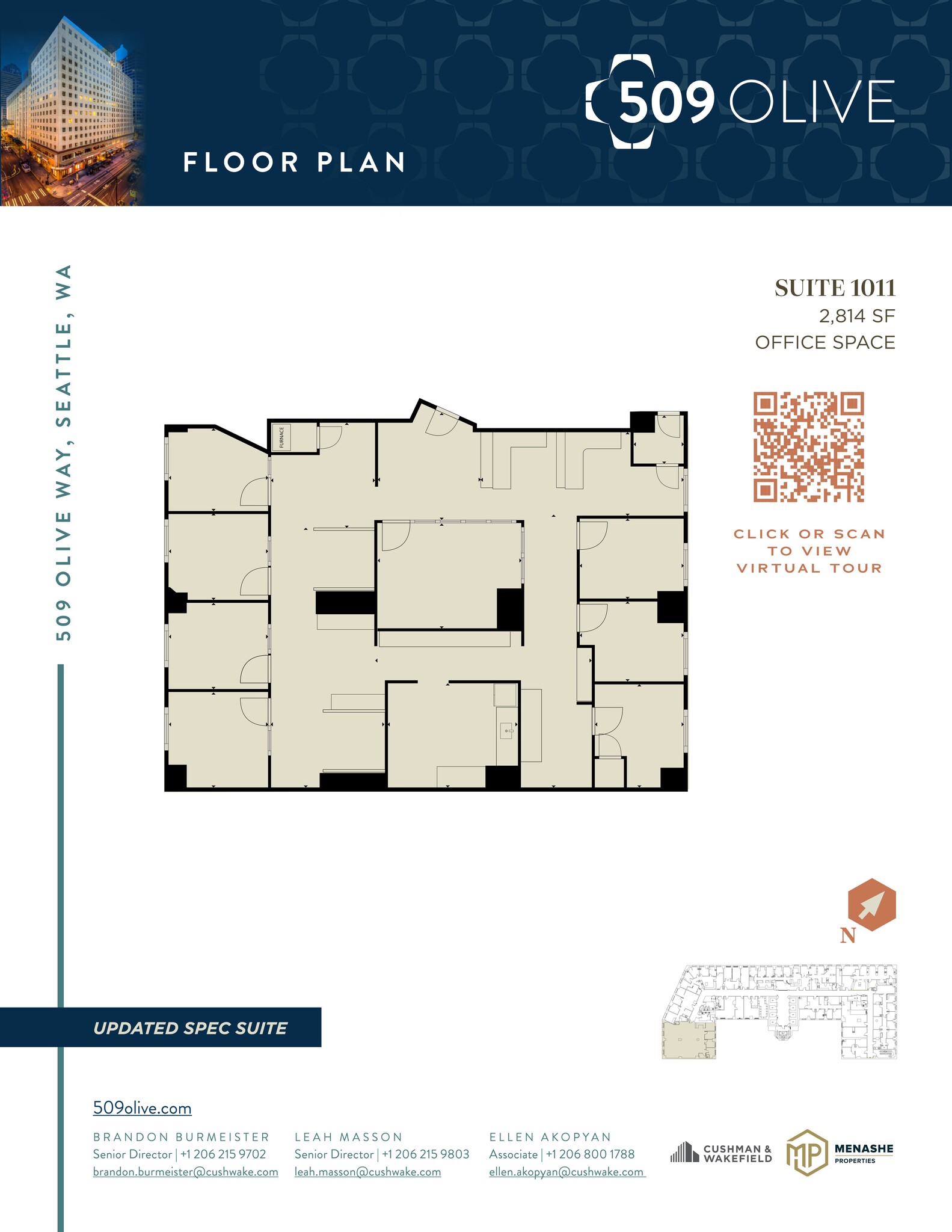 509 Olive Way, Seattle, WA to rent Floor Plan- Image 1 of 2