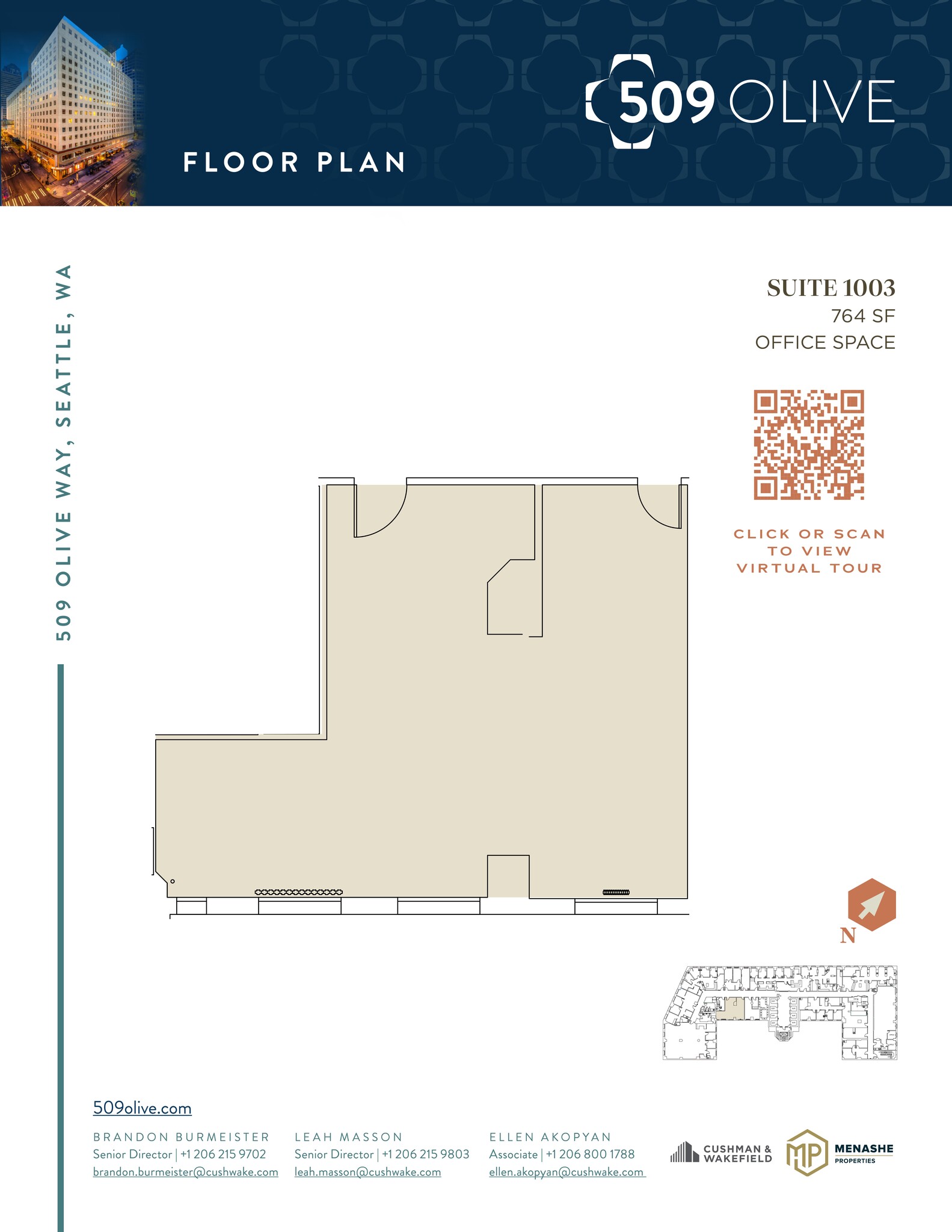509 Olive Way, Seattle, WA to rent Floor Plan- Image 1 of 1
