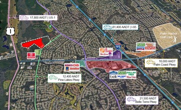 Pine Lakes Parkway, Palm Coast, FL - aerial  map view