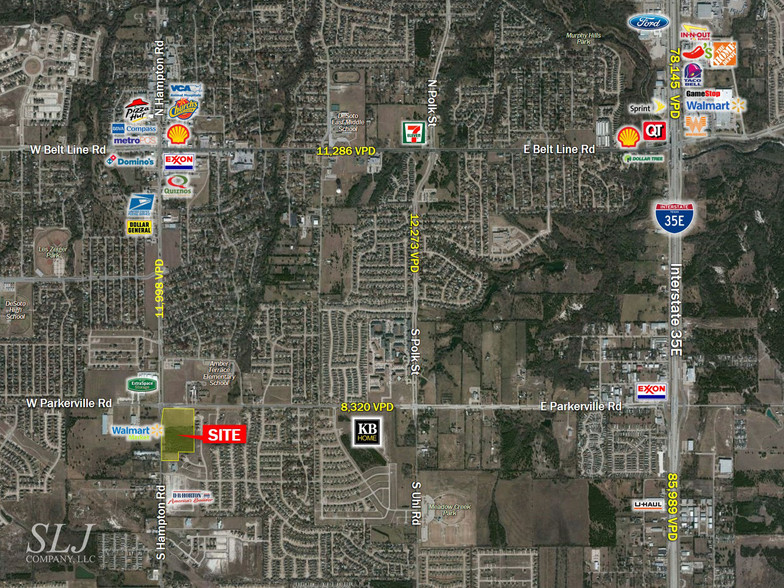 S Hampton Rd & E Parkerville Rd, DeSoto, TX for rent - Aerial - Image 2 of 4