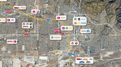 Baseline, Highland, CA - aerial  map view