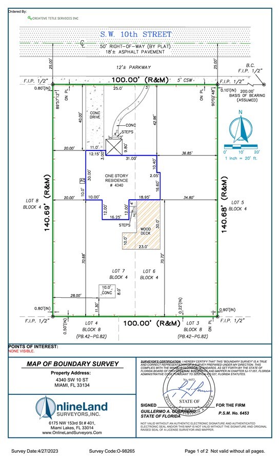 4340 SW 10th St, Miami 33134 Little Gables Lots for 2 Single Family Homes UK