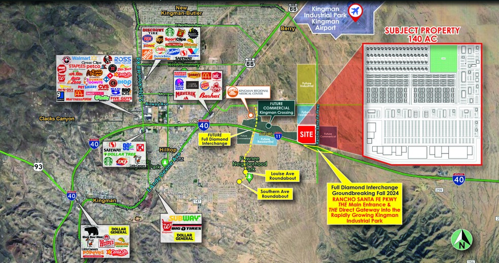 NWC of Rancho Santa Fe Parkway & I-40, Kingman, AZ for sale - Aerial - Image 1 of 2