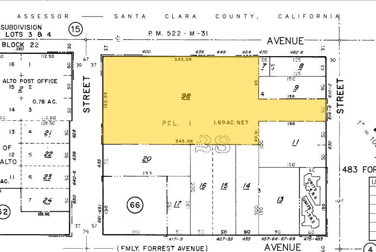 400 Hamilton Ave, Palo Alto, CA for rent - Plat Map - Image 2 of 6