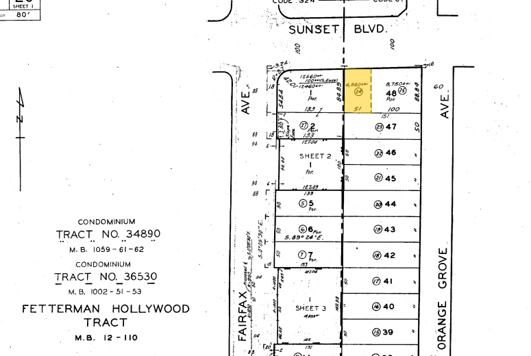 7860-7862 Sunset Blvd, Los Angeles, CA for rent - Plat Map - Image 2 of 6