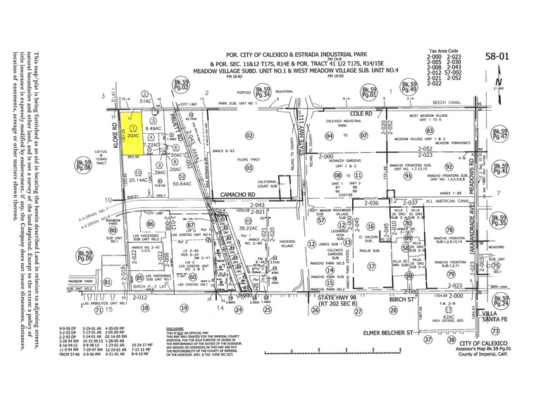 Cole Boulevard, Calexico, CA for sale - Plat Map - Image 2 of 2