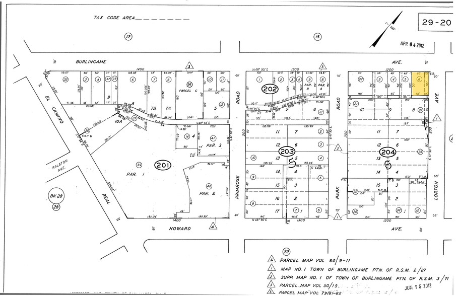 287 Lorton Ave, Burlingame, CA for rent - Plat Map - Image 2 of 2