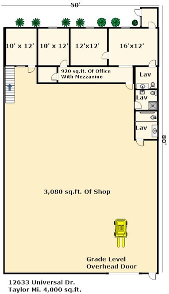 12601-12633 Universal Dr, Taylor, MI for rent - Floor Plan - Image 2 of 14