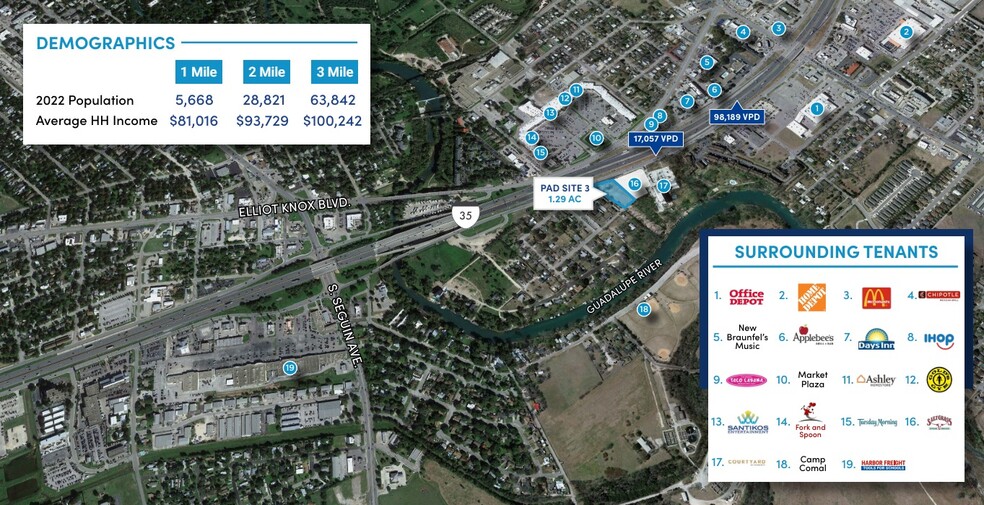 I-35 East Frontage Pad Sites, New Braunfels, TX for sale - Aerial - Image 2 of 3