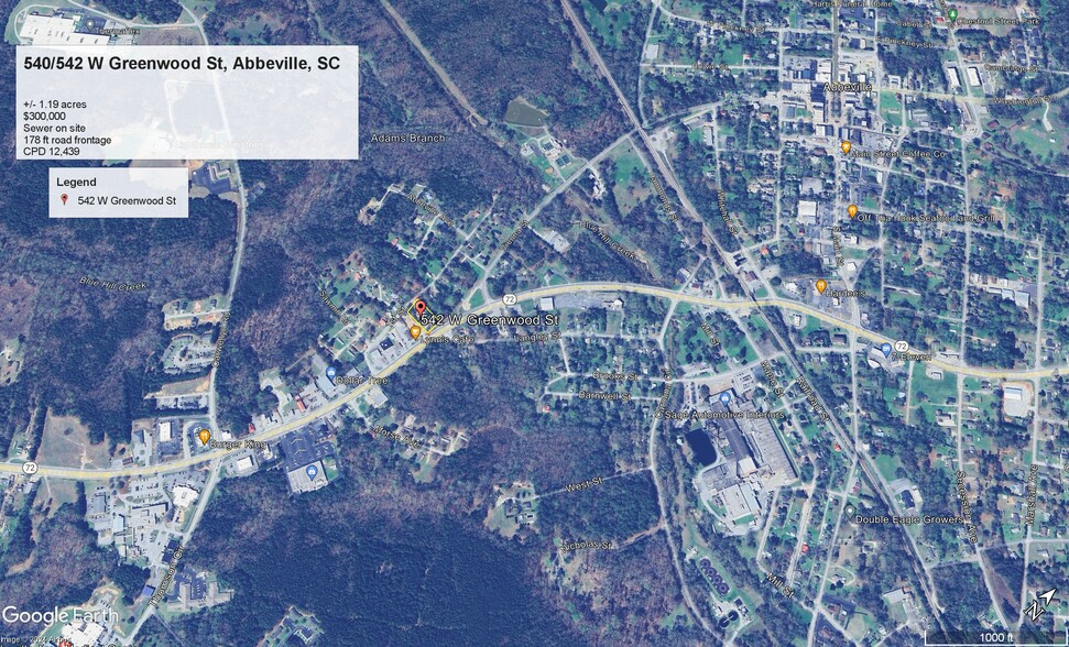 540 & 542 W Greenwood St, Abbeville, SC for sale - Aerial - Image 1 of 10