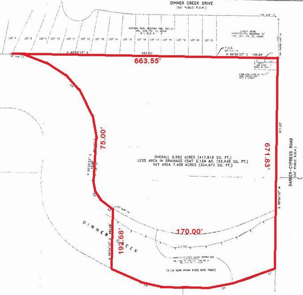 Barker Cypress & Dinner Creek Rd, Katy, TX for sale - Plat Map - Image 2 of 3