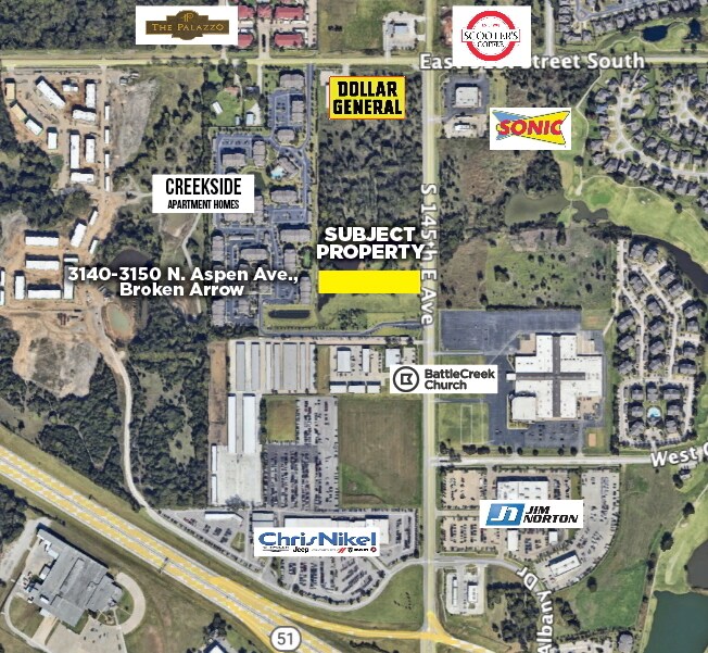 3140-3150 N Aspen Ave, Broken Arrow, OK for sale Aerial- Image 1 of 3