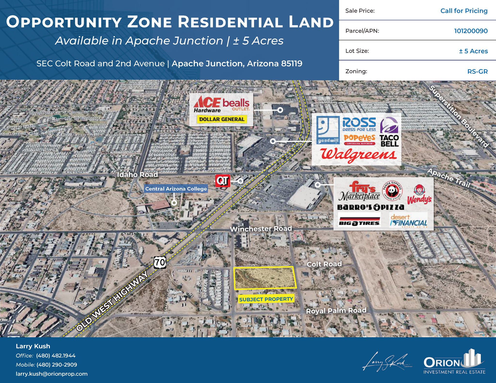 Colt Rd & 2nd Ave, Apache Junction, AZ for sale Aerial- Image 1 of 6