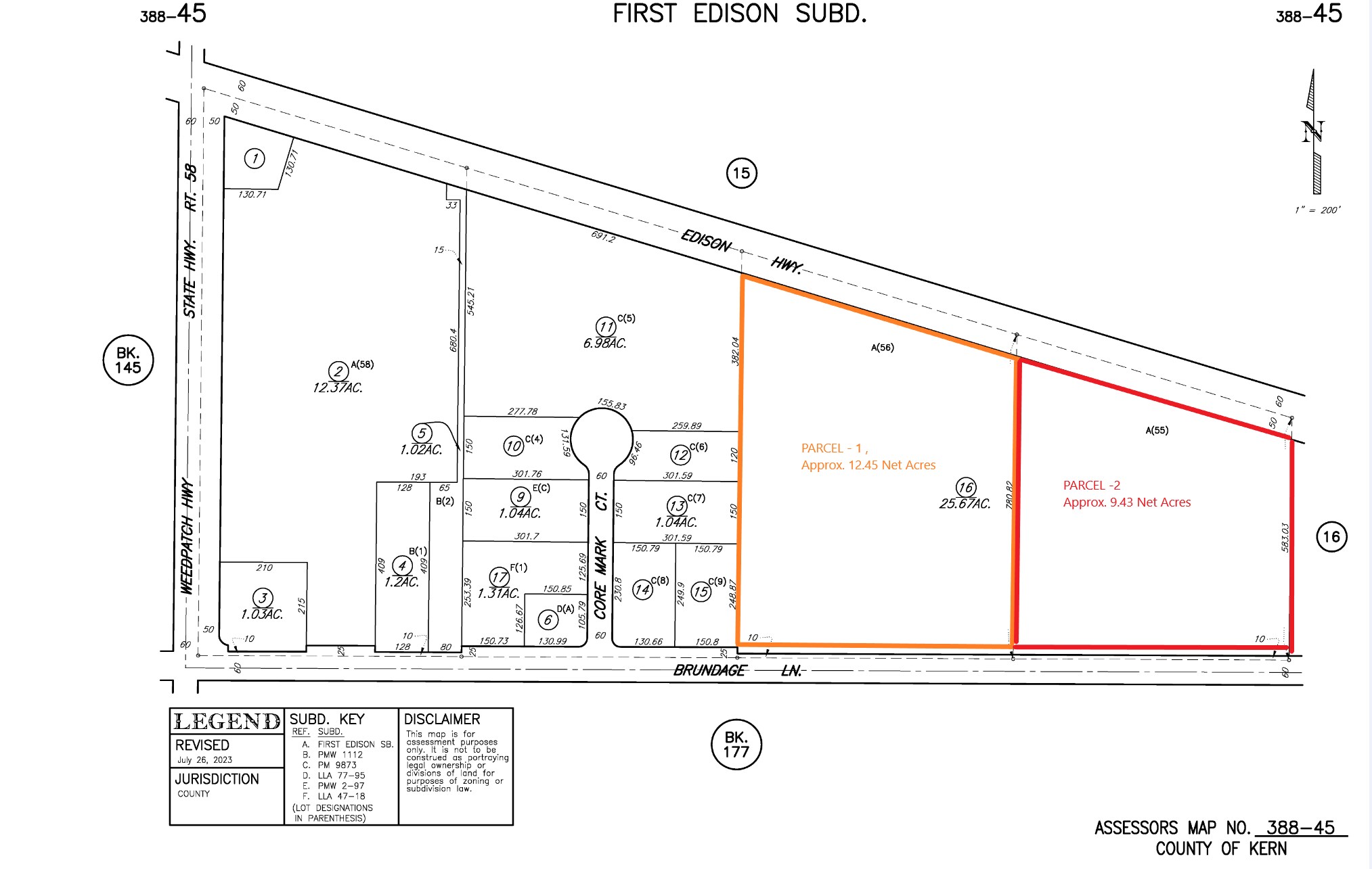 E Brundage Lane, Bakersfield, CA for sale Plat Map- Image 1 of 1