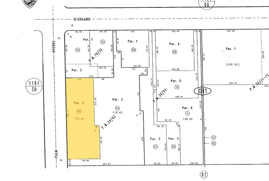 3605-3623 Highland Ave, Highland, CA for rent - Plat Map - Image 1 of 11