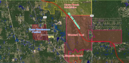 10978 Oak Forest Dr, Plantersville, TX - aerial  map view