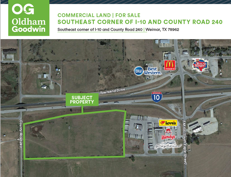 Interstate 10 & County Road 240- 26 acres Weimar, Weimar, TX for sale - Aerial - Image 1 of 5